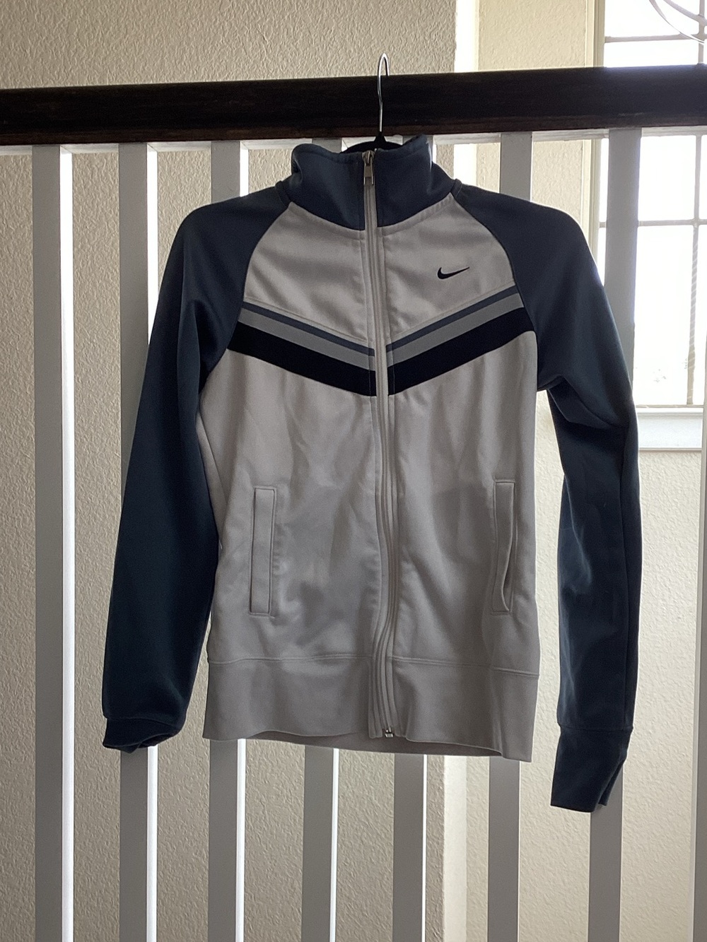 Nike White and Dark Gray Full-Zip Track Jacket